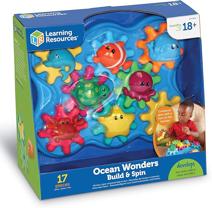 Learning Resources Ocean Wonders Build & Spin, Gears Toy & Building Set, 17 Pieces, Ages 18+ months