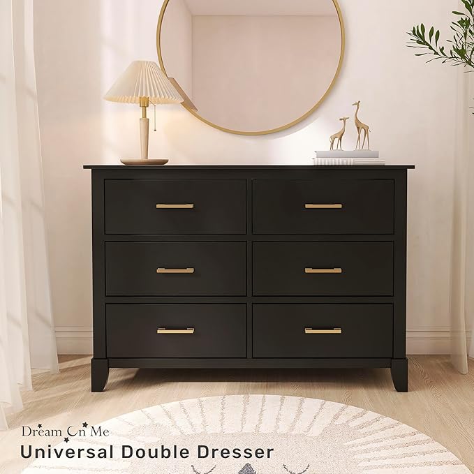 Dream On Me Cleo Double Dresser in Black W Gold
