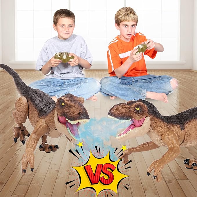 Remote Control Dinosaur Toys for Boys 3 4-7 8-12- RC Realistic Big T-Rex Gifts for Kids, Interactive Dino with Light Roar Spray Touch Sensing