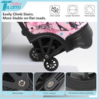 NEW TILAMI 18 inch Rolling Backpack for Kids, Waterproof, Adjustable Handle, Stair Climbing, Large Storage for School, Travel, Girls & Boys, Pink Paris