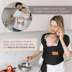 Baby Wrap Carrier - Premium Cotton Baby Carrier Wrap for Newborn to Toddler- Infant Carrier- Baby Holder One Size Fits All with Front Pocket (Black) by Max&so