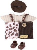 Clothes for 6.7in/17cm Doll, Set of 4 Cute Doll Accessories Includes Doll Hat+T-Shirt+Bib Pants+Shoes Set Premium Fashion Outfit for Collectors Unique Gift (Style D)