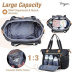 Diaper Bag Tote, Large Diaper Bags Waterproof, Hospital Bag for Labor Delivery, Baby Bag with Pacifier Case, Travel Diaper Tote with Changing Pad, Black