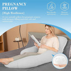 Cute Castle Cooling Cover Pregnancy Pillows, Soft U-Shape Maternity Pillow with Removable Cover - Full Body Pillows for Adults Sleeping - Pregnancy Must Haves - Jumbo 57 Inch - Light Grey