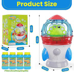 Rocket-Shaped Bubble Machine for Kids & Pets - Dual Powerful Bubble Outlets, Automatic 360° Rotation, Adjustable LED Lights & Music – Ideal for Indoor/Outdoor Birthday Parties