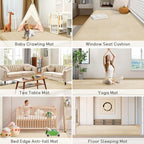 Baby Play Mat for Floor Tummy Time Mat Nursery Rug Muscle Area Playroom Rug Tatami 79"x118" Memory Foam 1.3" Thick Crawling For Babies,Toddlers, Infants, Kids,Floor(Beige)
