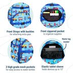Wildkin ECO rPET 15-inch Kids Backpack – Sustainable, Padded, Adjustable – Trains, Planes & Trucks