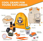 Kids Explorer Kit with Safari Vest & Hat for 3-12 Year Old Boys & Girls - Safari Costume & Dress Up as Zoo Keeper, Paleontologist - Giftable Outdoor Adventure Kit for Kids + Adventure Book