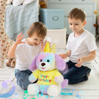 Cuteoy Happy Birthday Dog Musical Stuffed Animal Shaking Singing Dancing Plush Puppy Toy Electric Interactive Animated Plushies Gifts for Kids Girls Boys