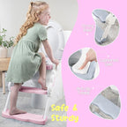 Musical & Sound Toddler Potty Training Seat w/Step Stool Ladder - Collapsible & Adjustable Toilet, Pre Assembled Toddler Toilet Seat w/Music & Sounds - Splash Guard & Anti-Slip Steps - Pink