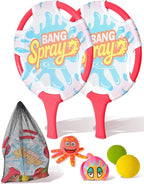 Water Paddle Toss Game with Floating Octopus Ball, Fun Pool Toys Set, Beach Games for Family, and Pool Water Play Set for Friends