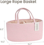 Diaper Caddy Organizer, Empty Gift Basket for Newborn Essentials, Baby Storage Basket, Stylish Gift Bag for Baby Shower, Boys and Girls – Large, Light Pink