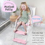 Musical & Sound Toddler Potty Training Seat w/Step Stool Ladder - Collapsible & Adjustable Toilet, Pre Assembled Toddler Toilet Seat w/Music & Sounds - Splash Guard & Anti-Slip Steps - Pink