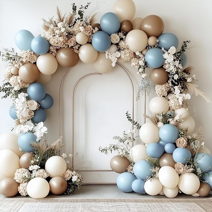 RUBFAC 129pcs Dusty Blue Balloons Different Sizes 18 12 10 5 Inch Latex Haze Blue Balloon Garland Arch for Party Decoration Birthday Wedding Engagements Anniversary Baby Shower Party Supplies
