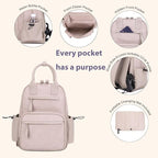 JESSIE & JAMES Saturday EDC Diaper Bag Backpack Multi Function Diaper Bag with Changing Pad & Stroller Straps_Light Stone