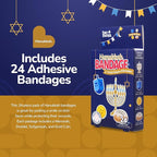 BioSwiss Bandages, Hanukkah Shaped Self Adhesive Bandage, Latex Free Wound Care, Fun First Aid Kit Supplies for Kids and Adults, 24 Count