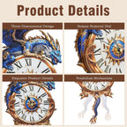 Cutywood 3D Puzzles for Adults Clock-Blue Dragon Design Model Kit-Mechanical DIY Pendulum Clock with Roman Numerals-Desk Home Office Decor Personalized Gift for DIY Lovers