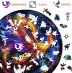Wooden Puzzles for Adults, Phoenix Puzzle Color Challenge Jigsaw Puzzles 200 Piece, (Medium,11.2 in) Thickened Unique Shapes Family Reunion Puzzle, Best Gift for Adults and Kids, Family Game