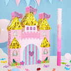 WERNNSAI Princess Castle Piñata - Princess Birthday Party Decorations Pink Princess Piñata with Blindfold and Bat for Birthday Girls Family Game Princess Theme Birthday Party Supplies 16.4” x 12.4”
