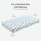 Margaux & May Organic Muslin Cotton Baby Crib Sheet, Blue Fern Print, Fitted, Breathable, Toddler Bedding, 52 x 28, Deep Pocket, Organic Crib Sheets for Cozy Sleep