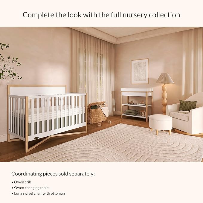 Dream On Me Owen Baby Changing Table, Removable Changing Tray, Spacious Top Storage Drawer, Two Open Shelves, Safety Brackets, JPMA Certified Modern Nursery Furniture – Vintage White Oak