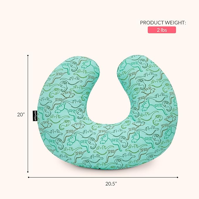 Dream On Me Beeboo Nursing Pillow and Positioner, Breastfeeding and Bottlefeeding Pillow, Removable and Washable Pillow Cover, Soft and Breathable Fabric, Green