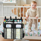 Accmor Changing Table Diaper Organizer, Hanging Diaper Caddy Organizer Stacker for Cribs Changing Table Playard Wall Baby Essentials Storage, Black