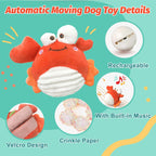 Crab Interactive Dog Toys – Rechargeable Self-Play Toy with Motion-Activated Ball & Music Recording Modes for Small, Medium & Large Dogs, Moving Dog Toy to Keep Them Busy