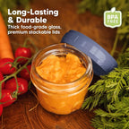 KeaBabies 12pk 4oz Glass Baby Food Containers with Lids - Leak-Proof, Microwavable Small Glass Jars, Baby Purees & Toddler Snack Storage Containers, BPA-Free, Dishwasher & Freezer Safe (Sunset)