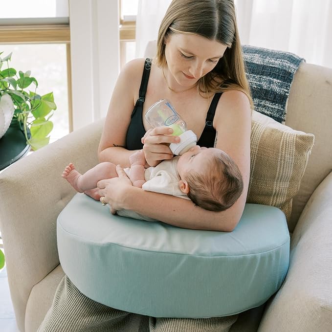 Dr. Brown's Feeding and Nursing Lap Support Pillow with Cover, Premium Memory Foam, Responsive Firm Support, Storm Green