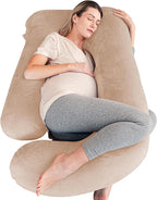 Cute Castle Pregnancy Pillows, Soft U-Shape Maternity Pillow with Removable Cover - Full Body Pillows for Adults Sleeping - Pregnancy Must Haves - Jumbo 57 Inch - Brown
