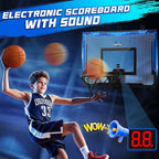 Kids Indoor Basketball Hoop with Scoreboard & Timer,Toddler Adjustable Height Basketball Goal Toy for Outdoor Backyard,Sports Game Play