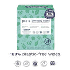 Pura Natural Sensitive Baby Wipes, 99% Water, Unscented & Hypoallergenic, Suitable for Sensitive & Eczema-prone Skin, Hypoallergenic, EWG Verified, 10 Pack of 60 Wet Wipes (600 Diaper Wipes) Bulk Buy