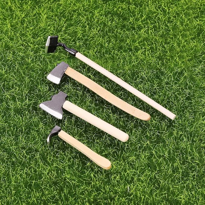 SG Store 11Pcs 1:12 Dollhouse Working Accessories Dolls House Miniature Garden Set Shovel Rake and Spade Watering Can Pulling Cart Mini Cart Garden Tools