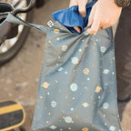 Tiny Twinkle Mess-Proof Waterproof Wet Dry Bag | 2-Pack Reusable Wet Bags for Swimsuits & Baby Clothes | Leakproof Wet Bag for Travel & Diaper Changes for Baby (Space, Ice Blue)