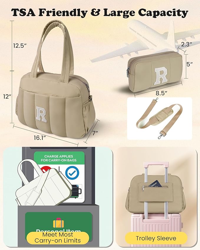 Monogram Duffle Bag, Weekender Bags for Women，Birthday Gifts Ideas-Overnight Bag with Wet Pocket，Lightweight Travel Bags Personalized Gym Tote with Makeup Pouch