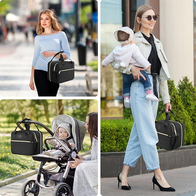 PIIOSER Breastmilk Cooler Bag with Ice Pack, Compatible with Wearable Breast Pumps & Accessories - Portable Pumps Carrying Case for Nursing & Working Moms, Black