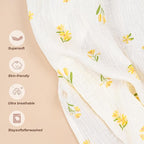 Muslin Nursing Cover for Breastfeeding, Privacy Breathable Breastfeeding Cover with Arch Neckline for Mom, 100% Cotton Nursing Apron, Floral and Light Green