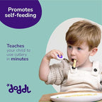 doddl Toddler Utensils, Ergonomic Fork and Spoon Set for Self Feeding, Stainless Steel Silverware for 1-3 Year Olds, BPA Free, Dishwasher Safe (Indigo)