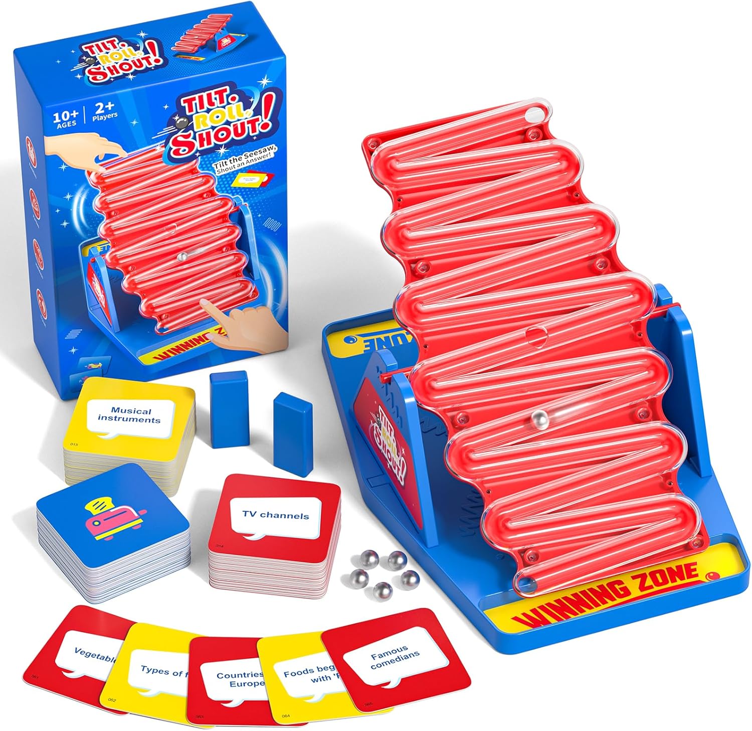 Tilt and Shout Game, Family Board Game for Adults & Teens & Kids Age 10+, Speedy Fast-Paced Party Games for Game Night, Birthday Gifts, Category Cards & Seesaw Timer, 2-8 Players