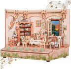 Tonecheer DIY Miniature House Kit, Wooden Dollhouse Kit with White Noise,Tiny Diorama House Building Set with Electronic Screen Craft Kits Make Creative Idea Gifts for Aduls (The Pastoral Home)