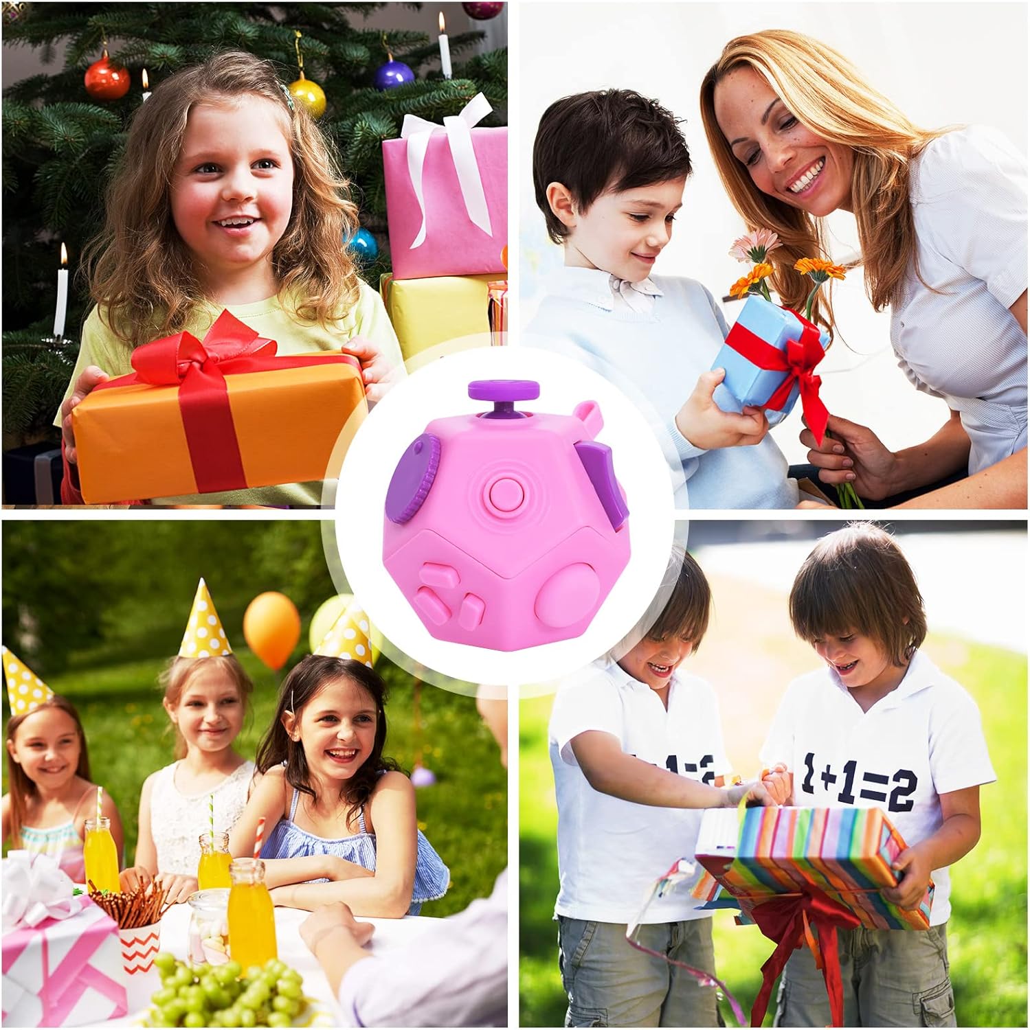 Small Fidget Toys,Mini Finger Cube,12 Sided Cube Toys Relief Stress and Anxiety Depression Anti for Girls Kids Adults (Pink)