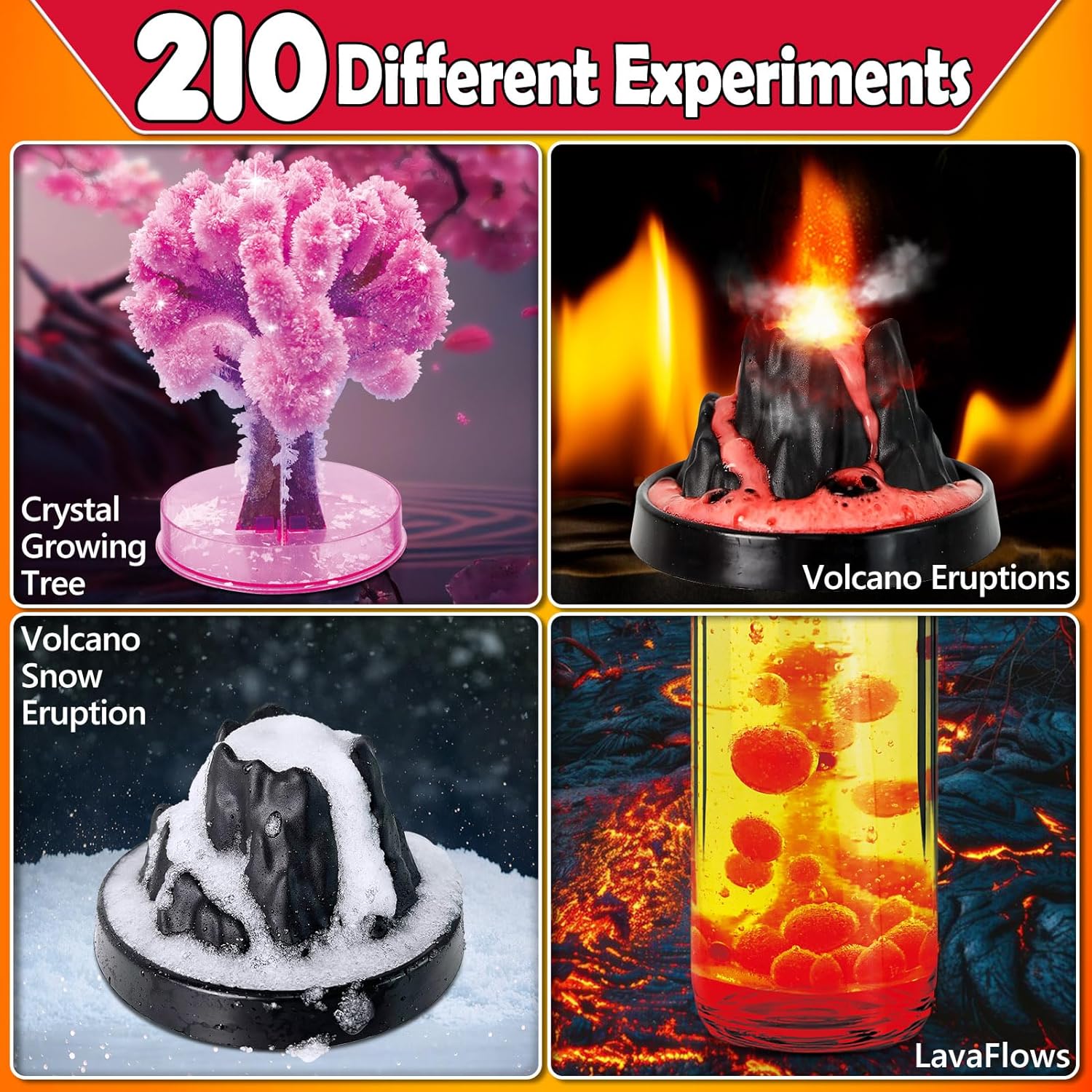 UNGLINGA 210 Experiments Science Kit for Kids, Boys Girls Birthday Toys Gifts Idea, Chemistry Set, Volcano, S.T.E.M Science Educational Project
