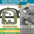 Magnetic Tiles Road & Train Track Expansion Pack Magnetic Building Blocks Construction Kids Toys for Ages 3-12 Boys Girls Building Toys Includes Road Tracks, Traffic Lights, Parking Spot