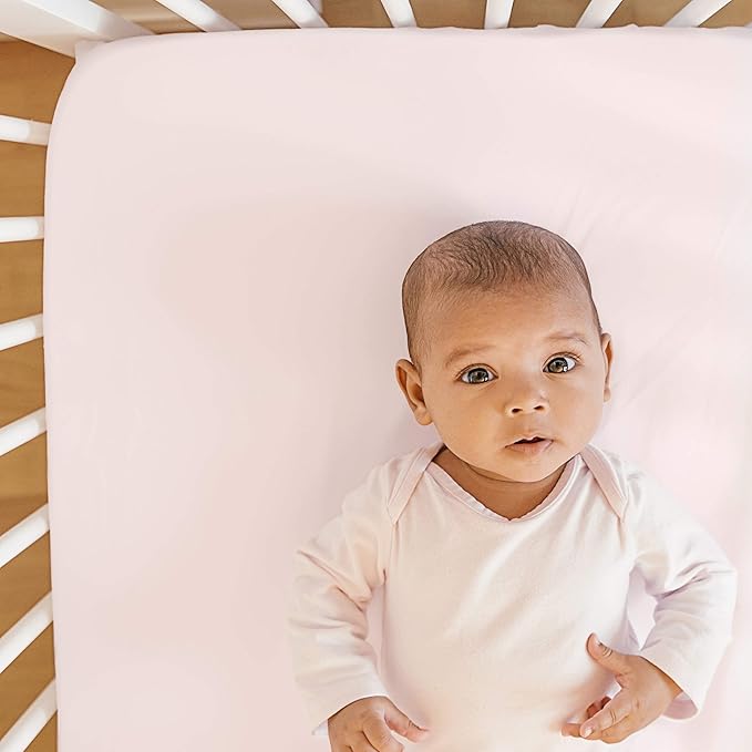 Mulberry Park Fitted Silk Crib Sheet - Grade 6A Pure 19 Momme Toddler Bedding - Gentle on Baby's Delicate Skin, Helps with Bald Spot, Eczema, Dry Skin & Cradle Cap - 28" x 52" / Lullaby Pink