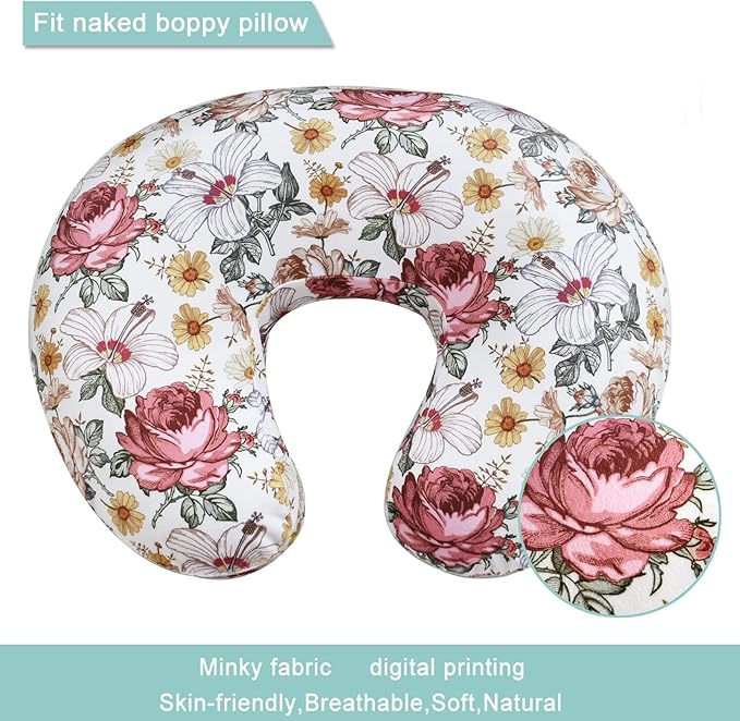 iEvolve Minky Nursing Pillow Cover Breast Feeding Pillow Cover Slipcover U Shape for Baby Boy Girl,Cover Only(Flora)