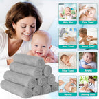 HOMEXCEL Baby Washcloths 12 Pack-Microfiber Coral Fleece Baby Bath Face Towel 7 x 9 Inch Extra Absorbent Soft Burp Cloth and Wash Cloths for Newborn-Infants and Toddlers-Gentle On Sensitive Skin,Grey