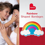 BioSwiss Bandages, Rainbow Shaped Self Adhesive Bandage, Latex Free Sterile Wound Care, Fun First Aid Kit Supplies for Kids, 50 Count