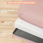 Padded Baby Play Mat, Super Soft Vegan Leather Floor Mat for Baby Girls and Boys, 48x48 Non-Slip Thick Foam Cushioned Play Mat for Babies 6-12 Months, Fits Nicely Into 50x50 Playpen Mat, Pink