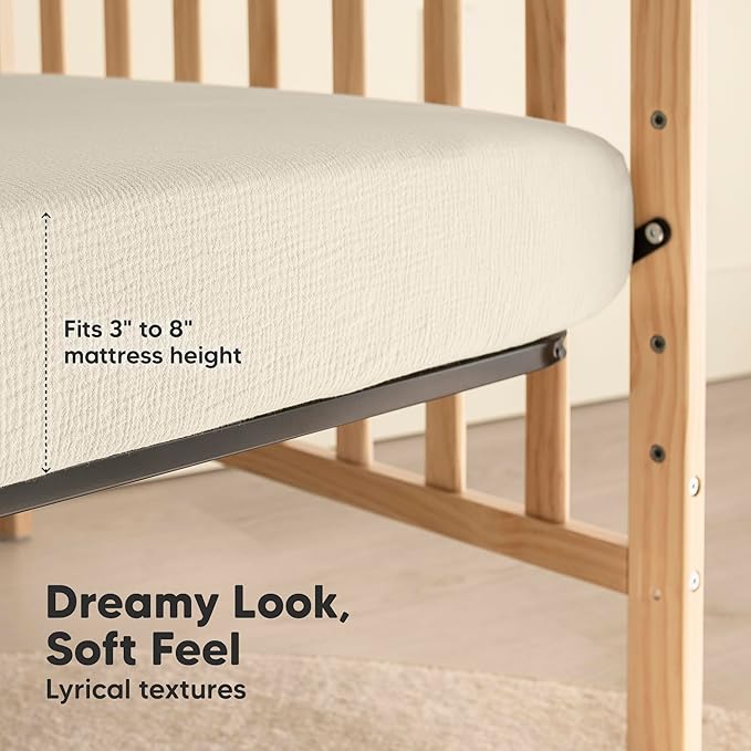 KeaBabies 2-Pack Muslin Crib Sheets for Boys, Girls - 100% Organic Cotton Fitted Baby Crib Mattress Sheet, Soft Breathable Standard Toddler Bed Cover Bedding Set, Neutral, Durable 52x28 (Greige)